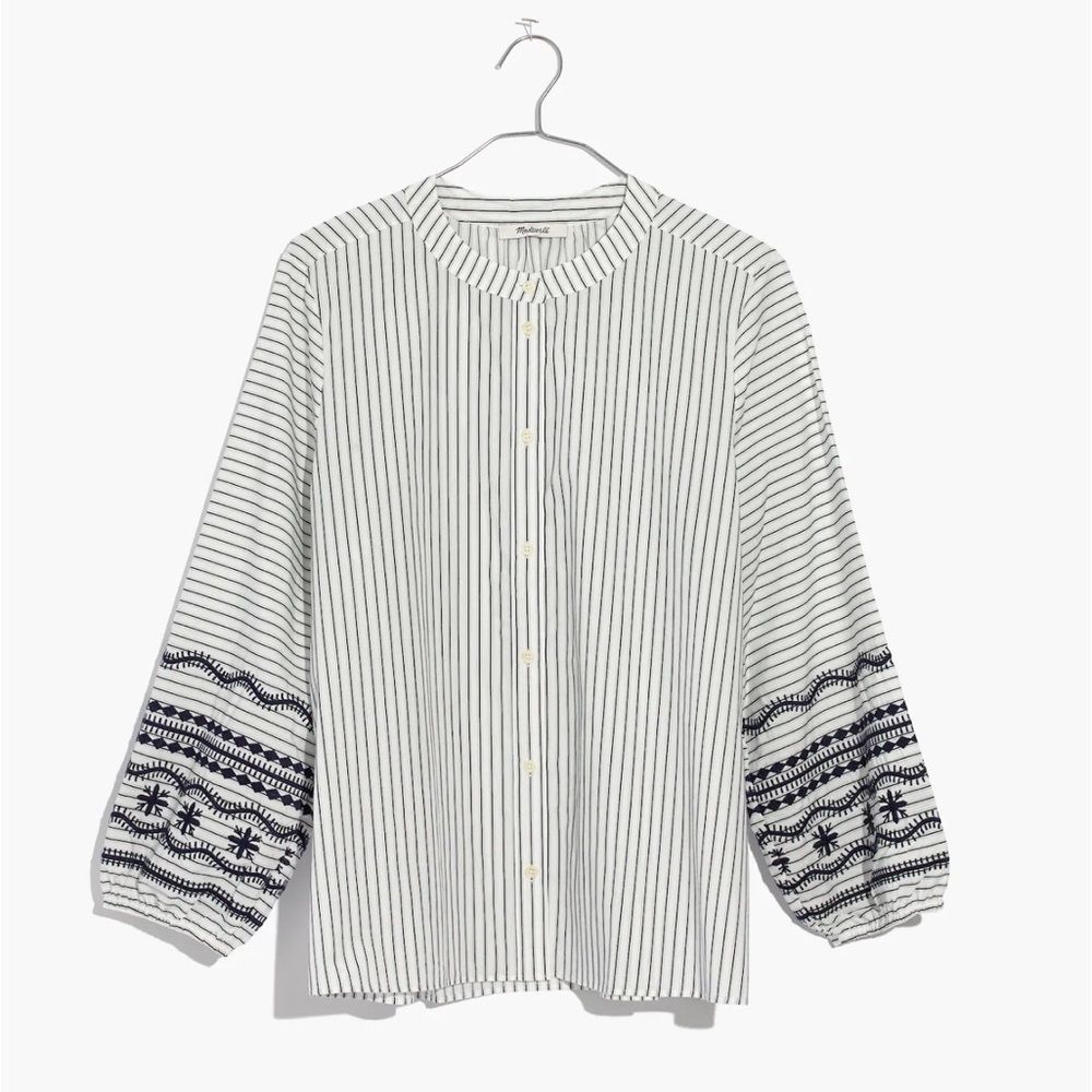 Madewell Striped Embroidered Sleeve Shirt
